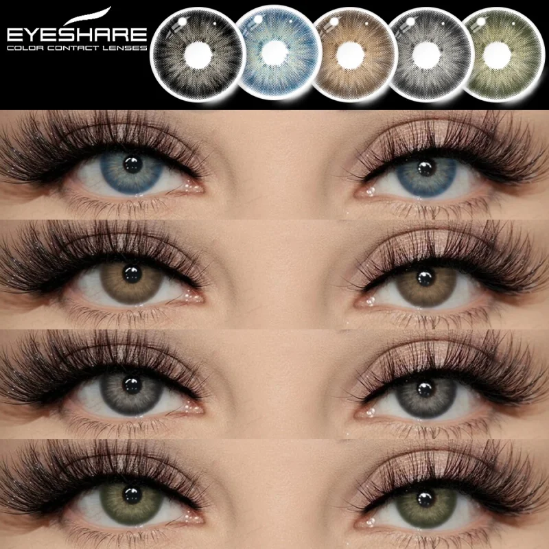 Lentes de contacto de Color EYESHARE para ojos, pupilas de belleza Natural, lentes de ojos azules, contactos marrones, 2 uds., pupilentes verdes de moda anual