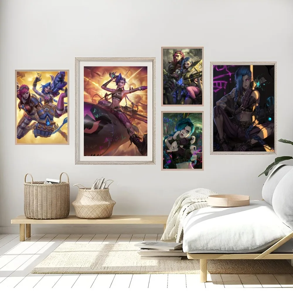 Game Animation League of Legends Jinx Poster Decorative Paintings Bedroom Bedside Wall Sticker Living Room Entrance Cafe Mural