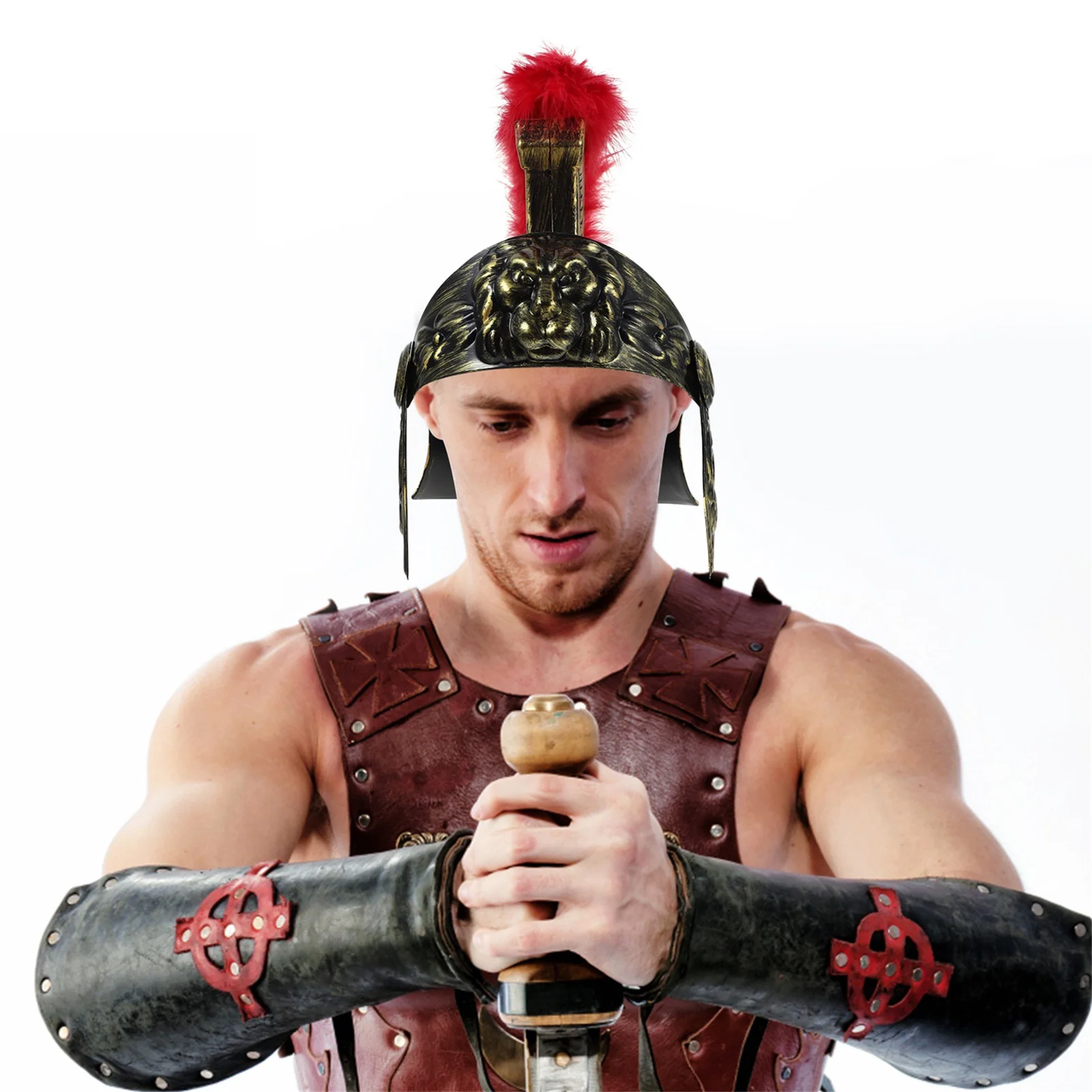 

Samurai Hat Adults Roman Gladiator Costume Pumpkin Soldier Plastic Men Helmets