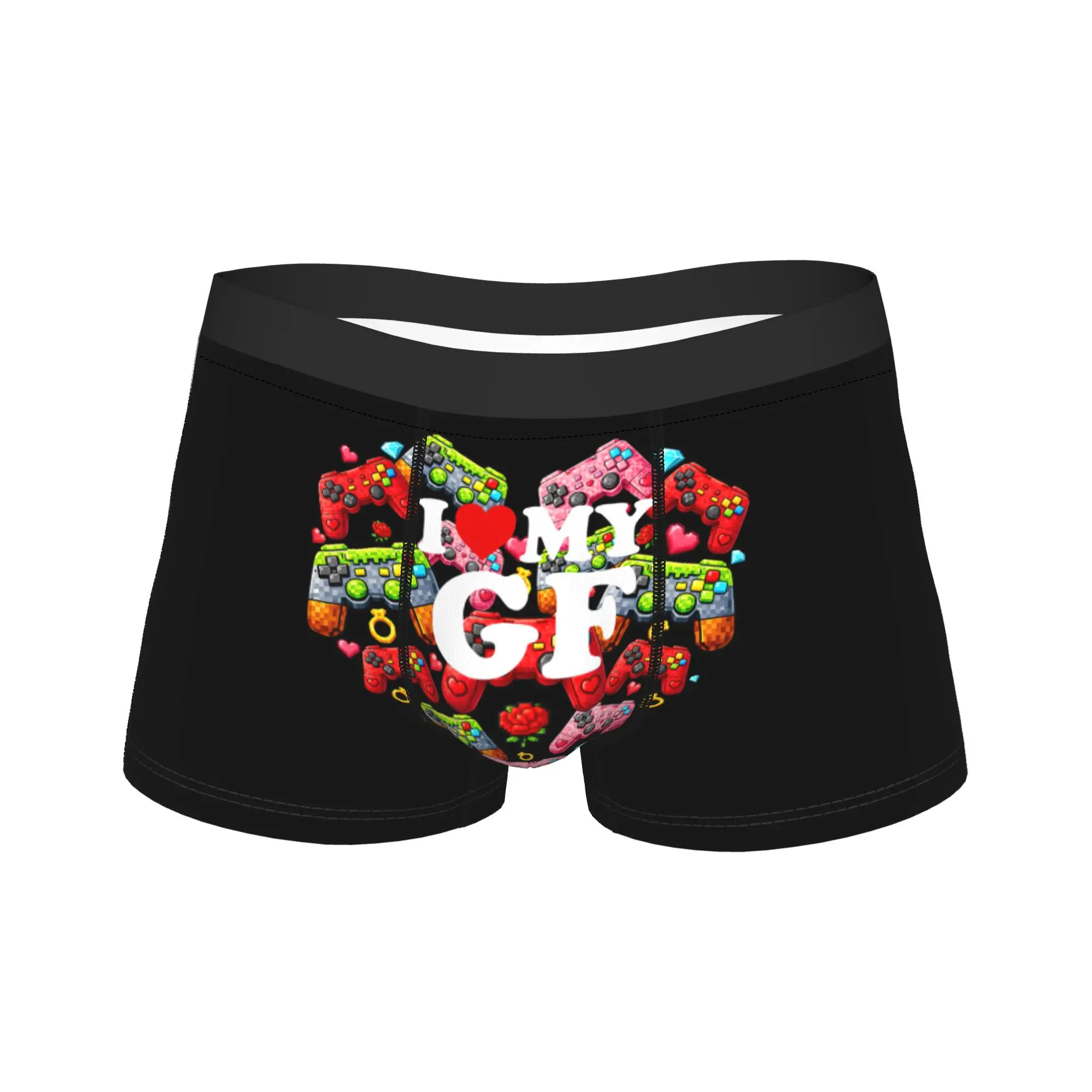 I Love My GF Girlfriend With Heart Underwear  Custom DIY Trunk Trenky Males Underpants Comfortable Boxer Brief Gift Idea
