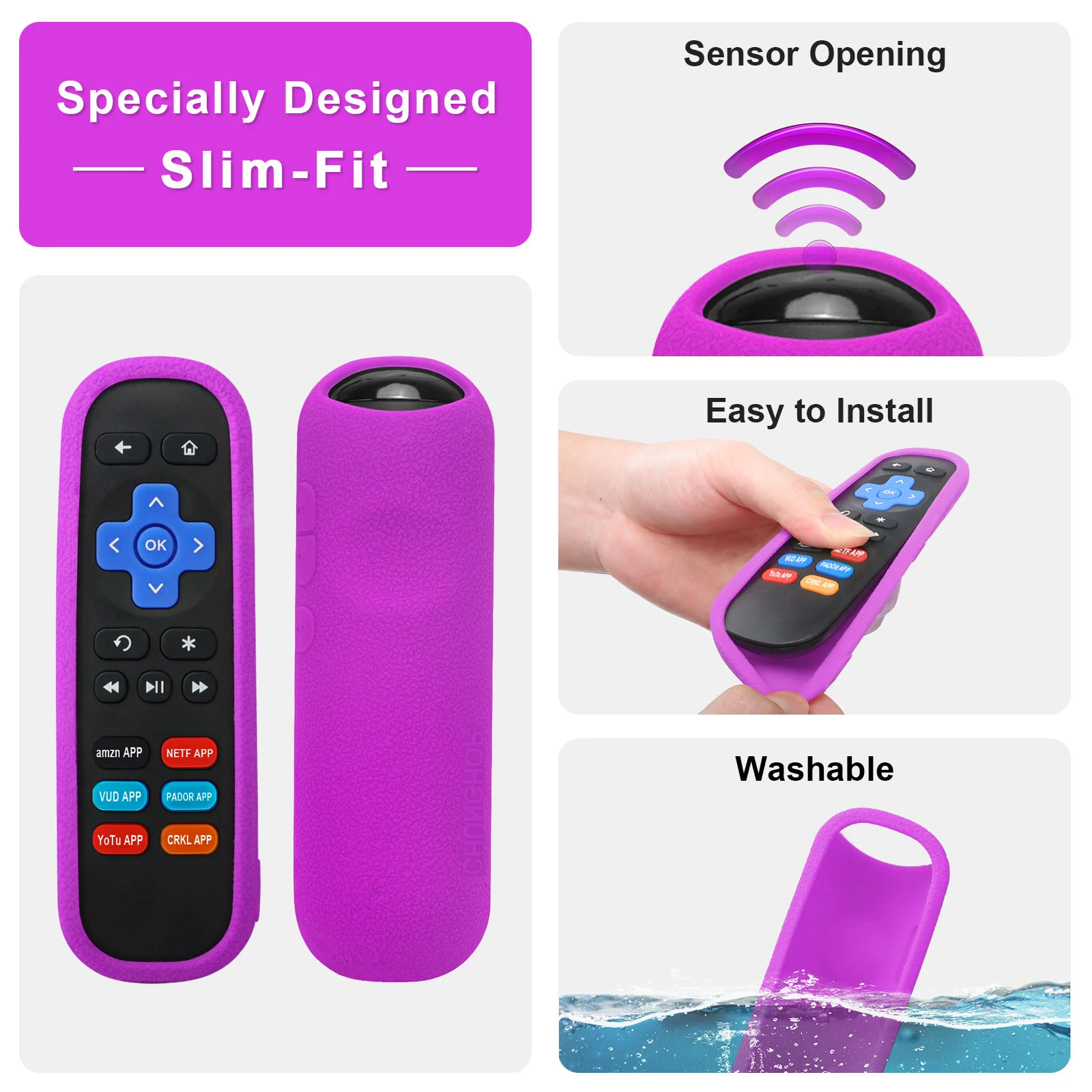 حافظة حماية لجهاز التحكم عن بعد لـ TCL لـ Roku TV 3600R RC280 غطاء مقاوم للصدمات من السيليكون مضاد للفقدان