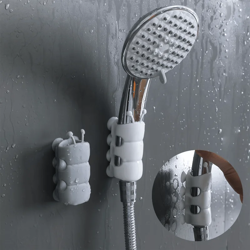 Silicone Shower Hose Holder, Cute Caterpillar‑Shape Suction Cup Shower Head Holder, Reusable Wall‑Mount Shower Hose Fixing