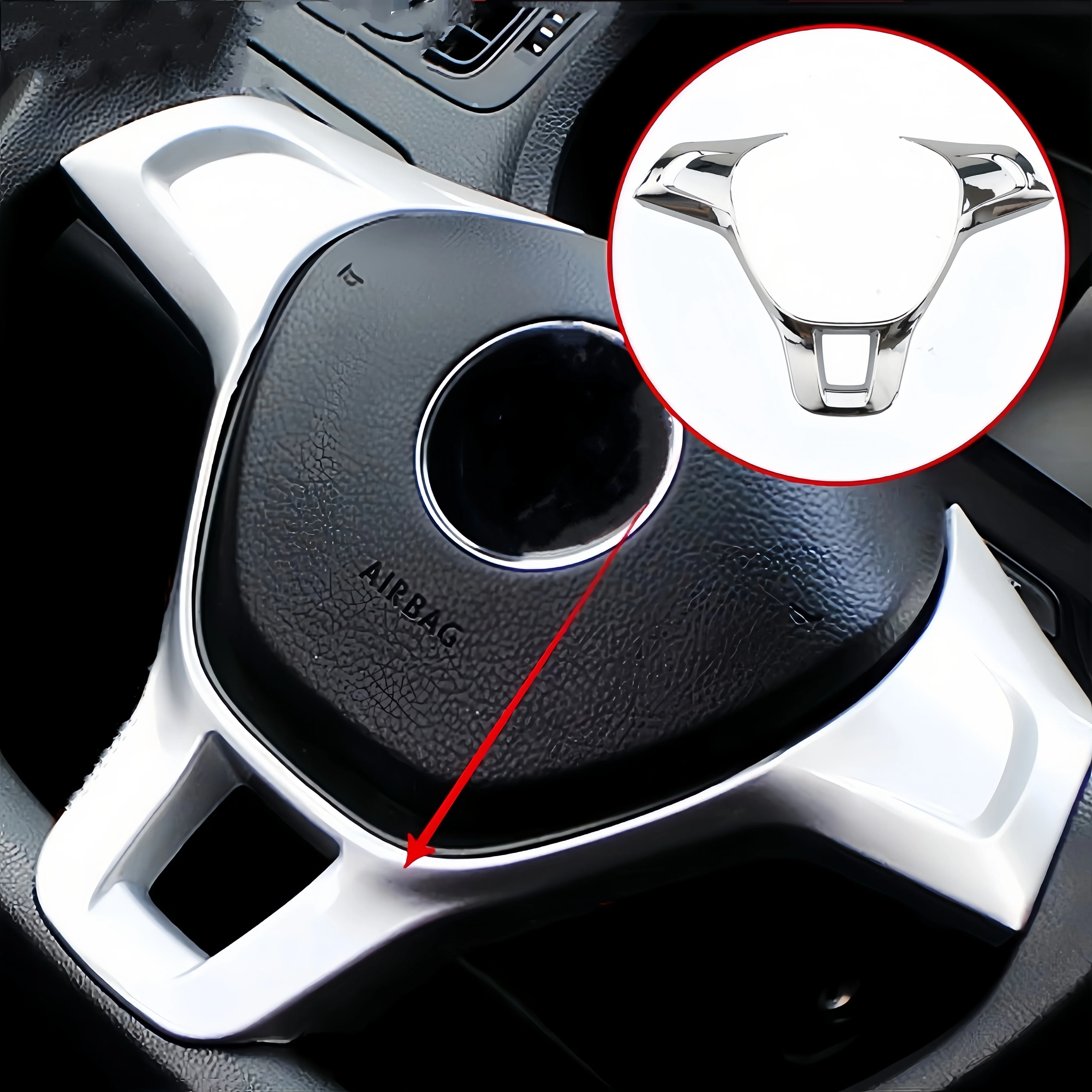 

Car Steering Wheel Panel Cover Sequins for Volkswagen VW Golf 7 GTI MK7 POLO 2014 2015 Jetta MK6 2015 2016+ ABS Trim