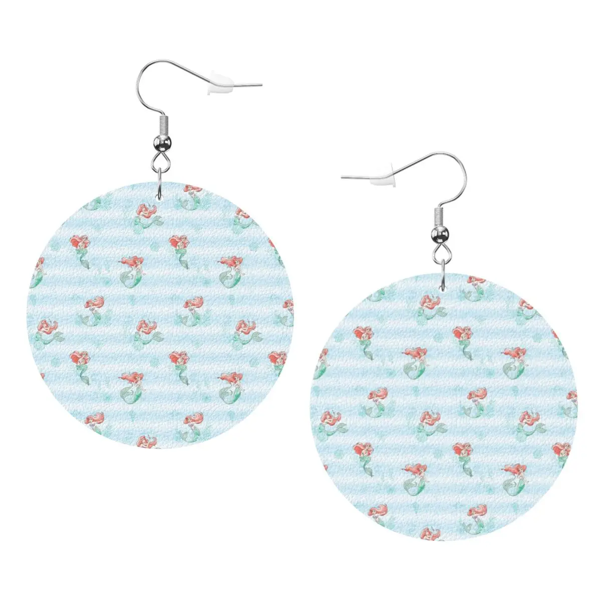 

Custom The Little Mermaid Leather Teardrop Earrings Fashion For Women Princess Ariel Jewelry Accessories For Valentine's Day