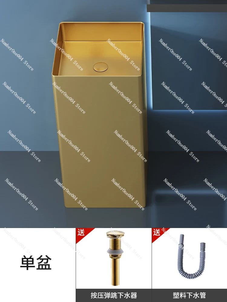 applicable to Light Luxury Stainless Steel Column Floor-to-ceiling Square Washbasin Integrated Bar Public Bathroom Column