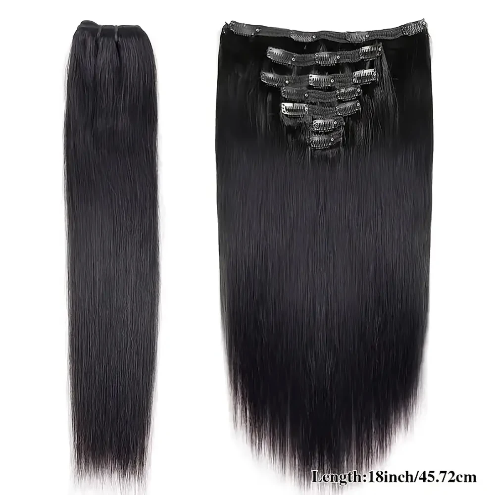 Gerade Clip-in-Haarverlängerung aus Echthaar, 10-28 Zoll, Clip-in-Extensions, Cheveux Humains, 8 Stück/Set für Frauen, Lieferung in 3-5 Tagen – Detail 2