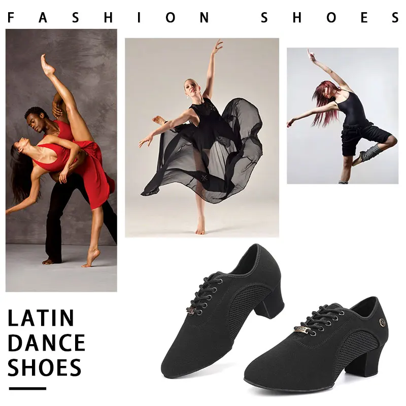 Zapatos de baile para mujer, zapatos de baile de Salsa de salón modernos negros, zapatos de entrenamiento de Jazz latino para niños, zapatillas de baile de Tango para adultos y hombres