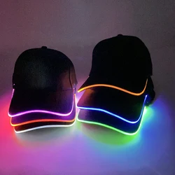 Sombrero de béisbol brillante con luz LED, gorra luminosa de Hip Hop para Rap, DJ, baile, club nocturno, Bar, accesorios de fiesta, suministros de sombrero de hip hop de neón