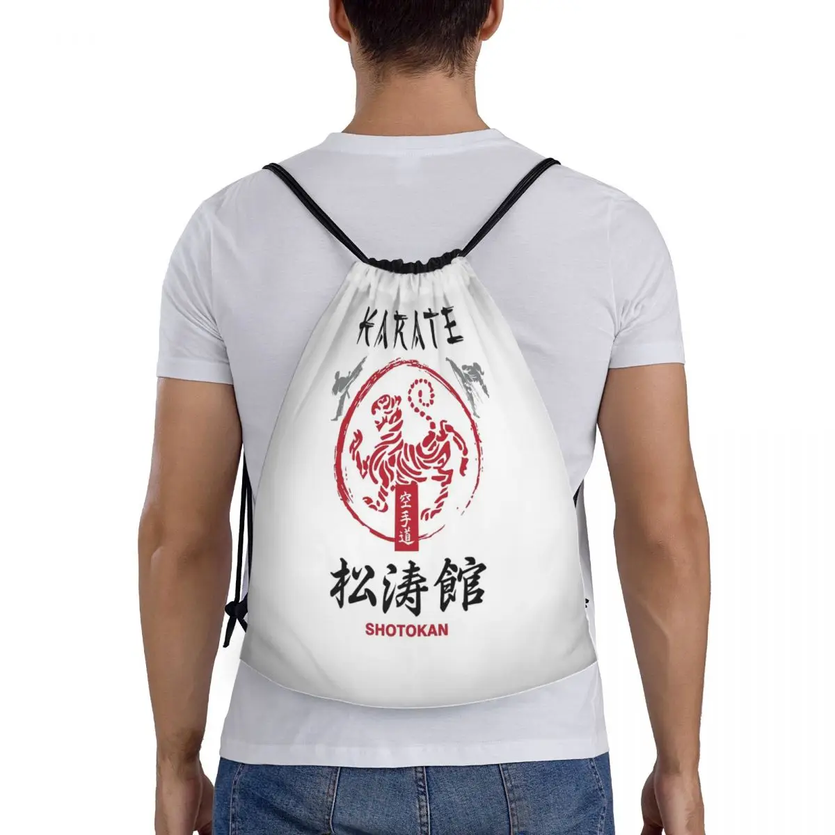 

Shotokan Karate Symbol And Kanji White Text Backpacks Portable Drawstring Bundle Pocket Sports Bag Book Bags for Travel School