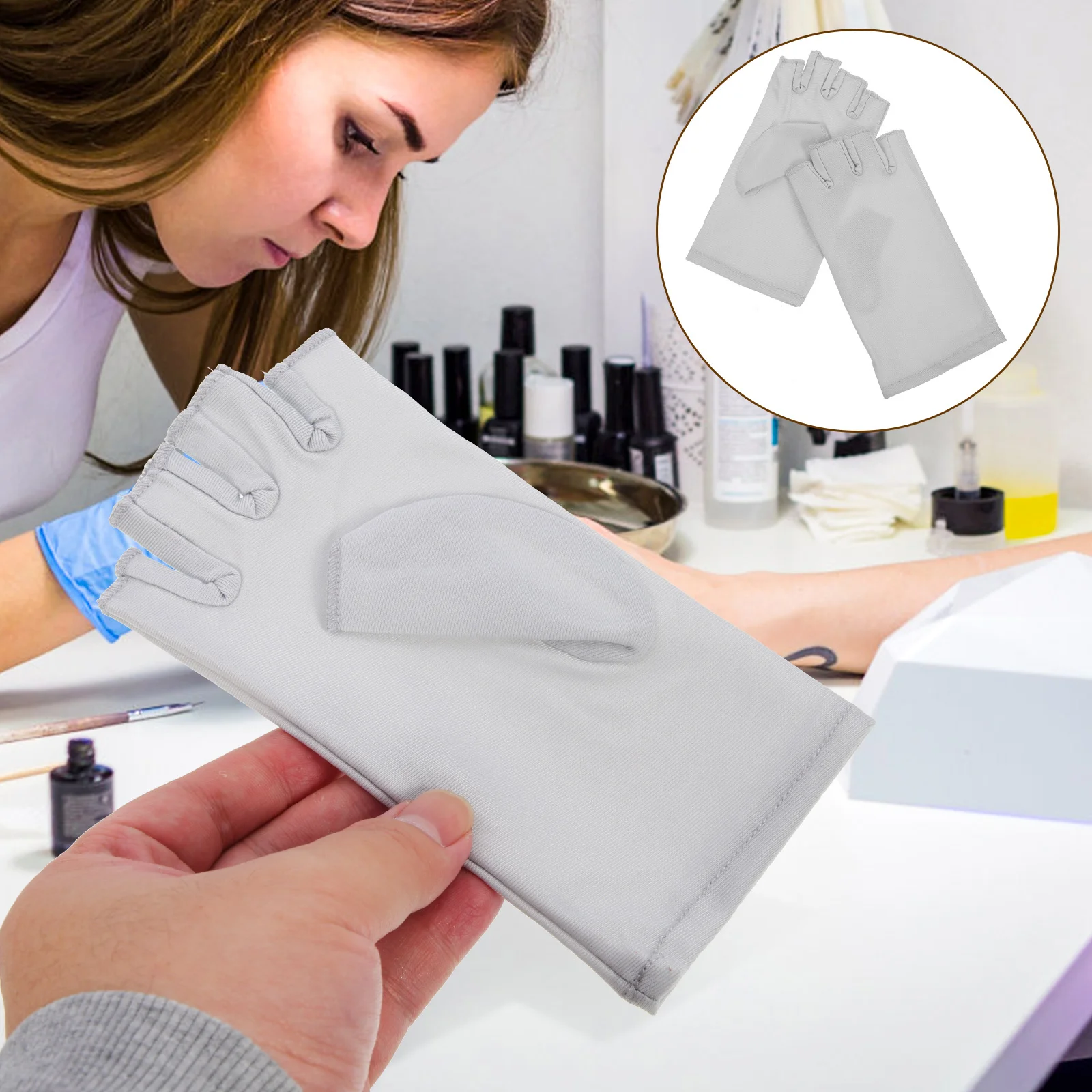 1 Para Rękawiczek Bez Palców Ochronnych do Lampy do Paznokci Akcesoria do Manicure Wielokrotnego Użytku Rękawiczki do Manicure Ochraniacze na Paznokcie