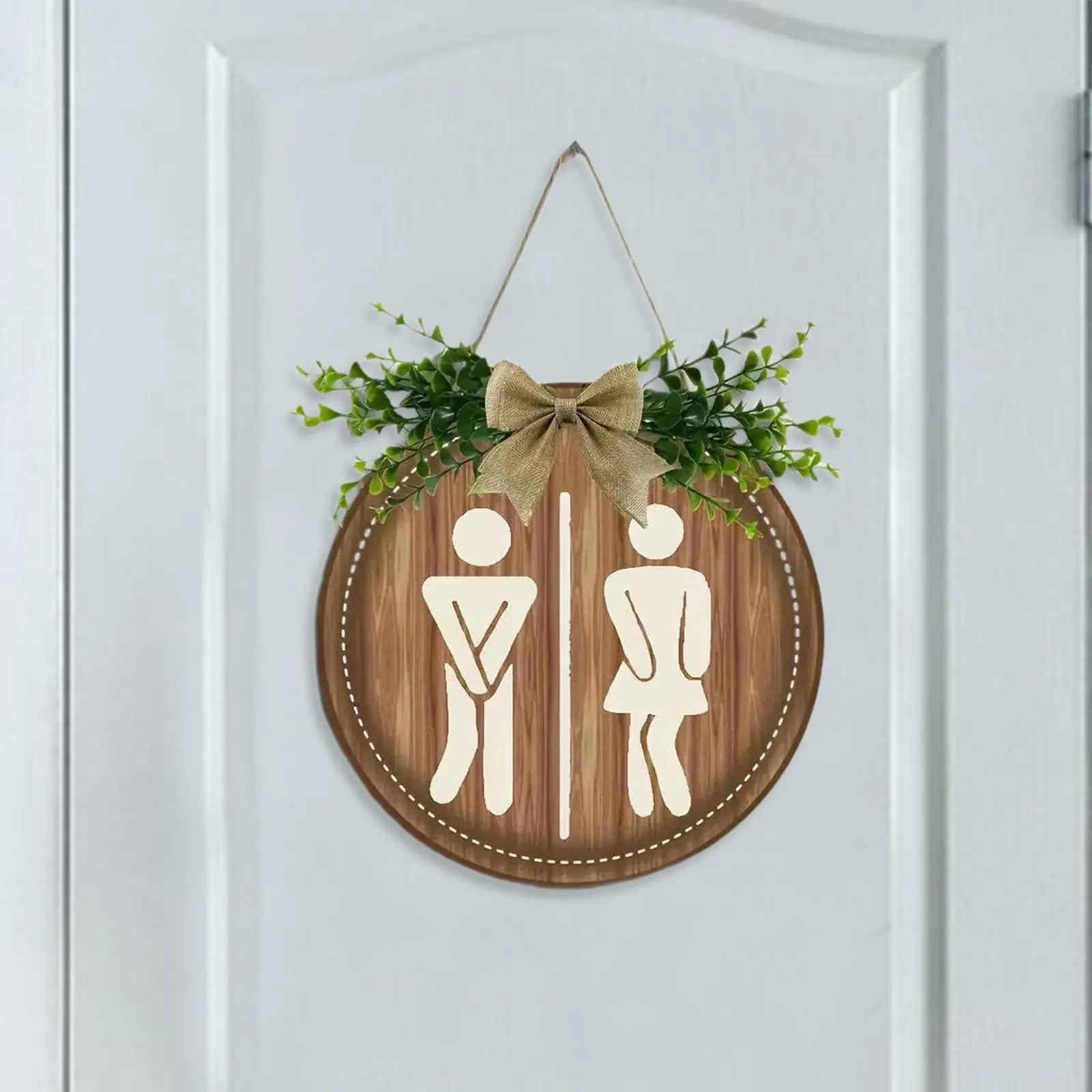 Unisex Restroom Sign Rustic Decorative 9 inch Wall Art Wood Plaque Boy Girl in Use Gender Sign for Apartment Farmhouse Business