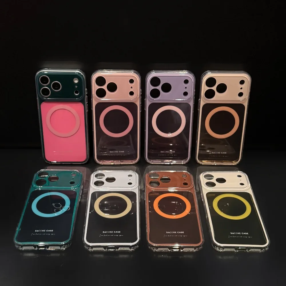 Coque MagSafe de luxe multicolore effet gelée pour iPhone 18 17 16 15 14 Pro Max, charge sans fil, antichoc, protection d'objectif