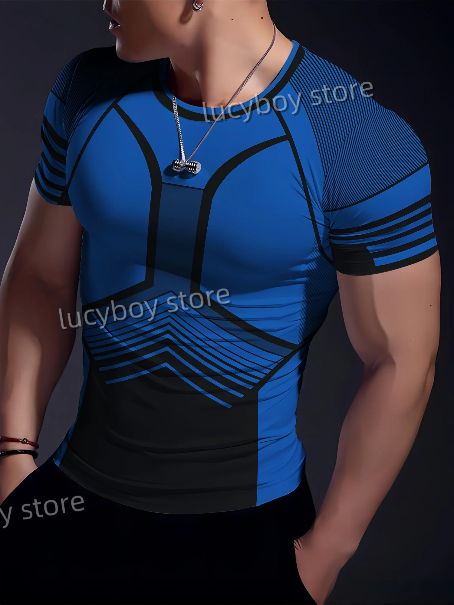 Mens Color blocks T Shirt Muscle Training Tees Short Sleeve Tees Quick Drying Running Sportwear Men Oversized Tops Men Clothing image 4