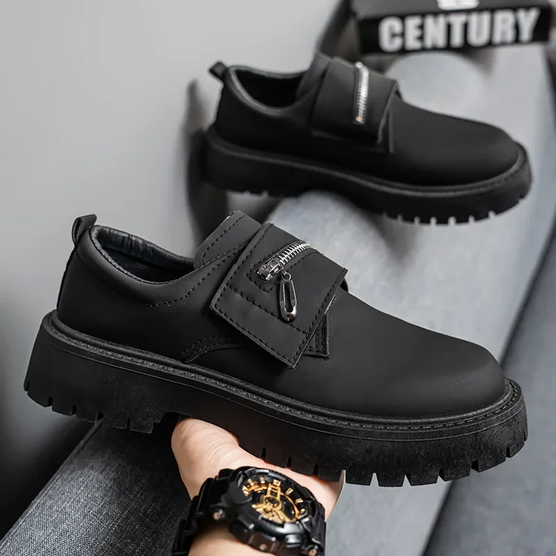 2025 جديد رجل ماتي ديربي أحذية العمال البريطانية سستة المشذبة حذاء كاجوال كبير جولة تو أحذية جلدية سوداء لارتداء اليومي