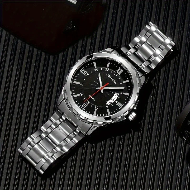 2 pçs nova moda feminina retro calendário prata relógio de quartzo + pulseira simples conjunto deslocamento diário