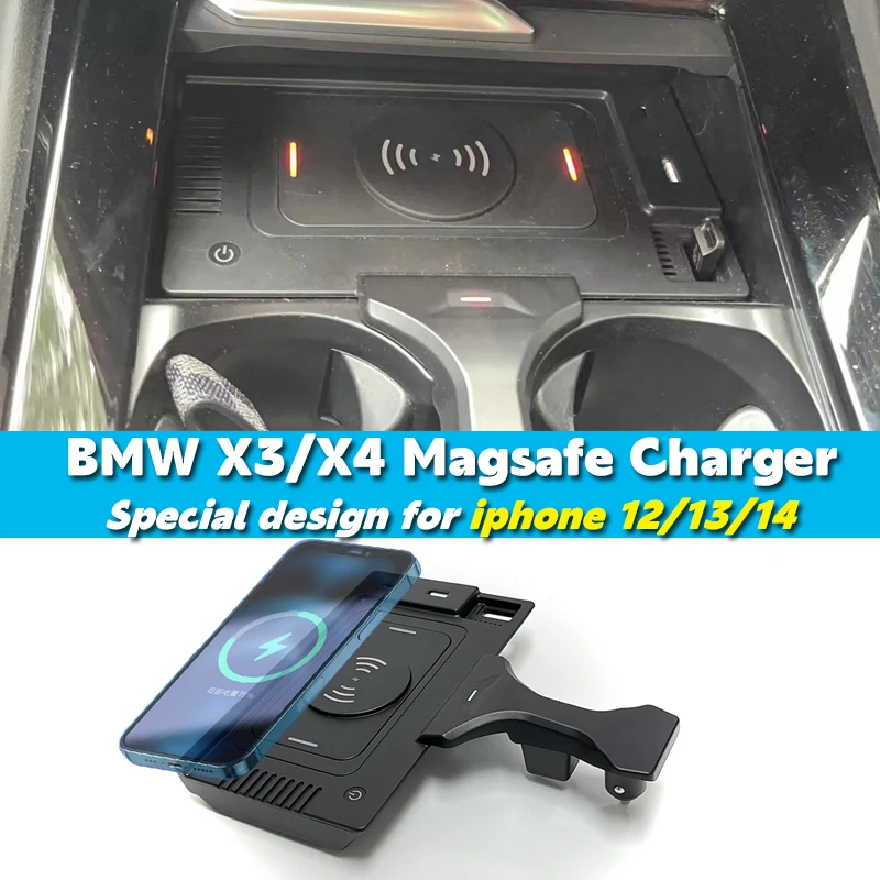 Magsafe Charger For Iphone 12 13 14 For BMWx3 x4 ix3 G01 G02 Wireless Charger Fast Charging Holder Accessories Magnetic Suction