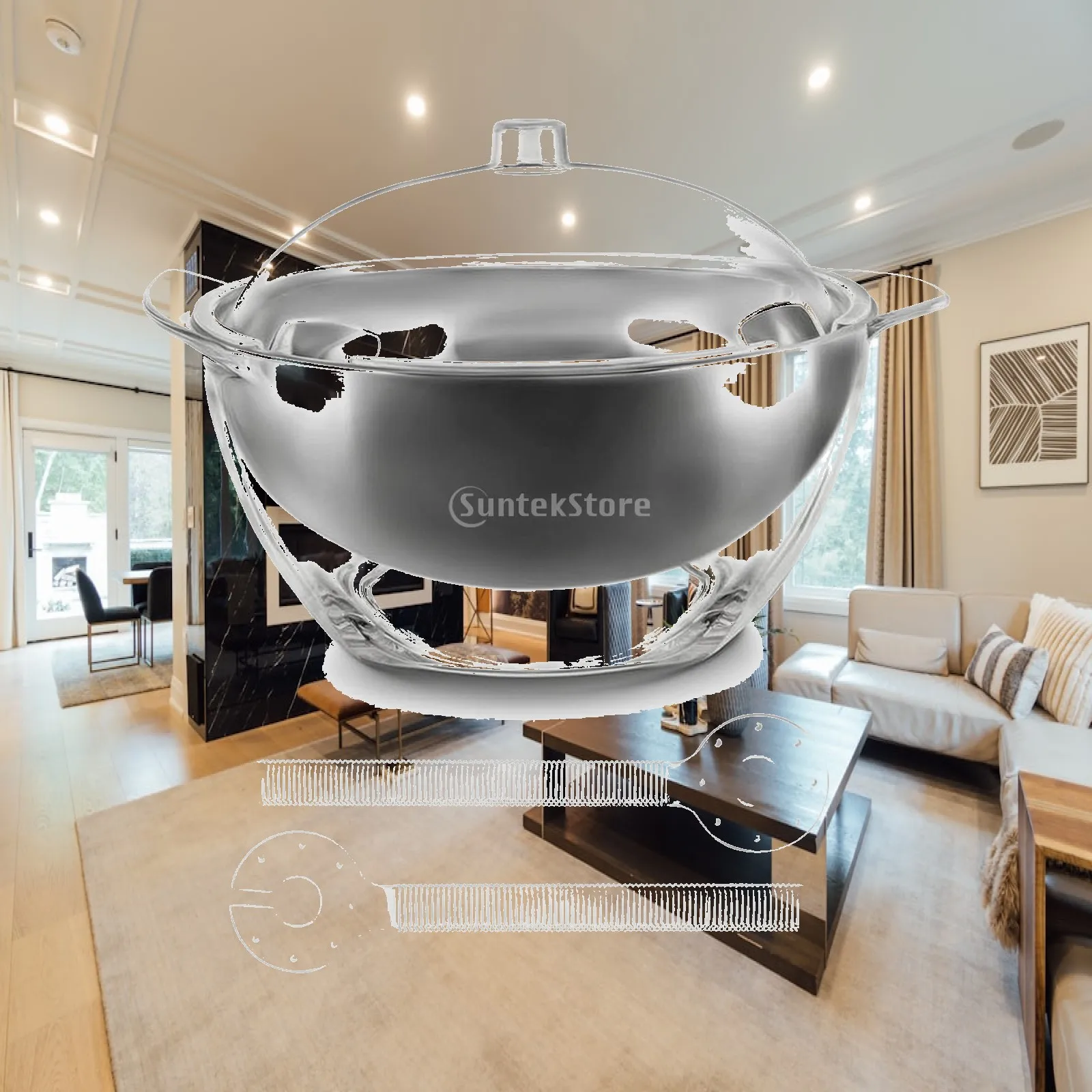 Insulated Kitchen Freezing Bowl Stainless Steel Inner Chilled Serving Bowl with Lid and Tools for Parties