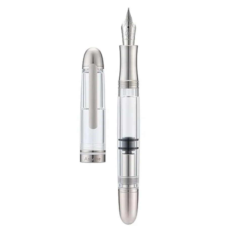

P36 Titanium Fountain Pen Piston Filling Iridium Medium Nib Clear Transparent Acrylic Smooth Writing Pen Case Set
