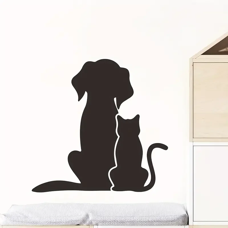 1pc Cartoon Tier Wanda uf kleber, schwarze Katze und Hund stützten sich auf den Rücken, abnehmbare wasserdichte Vinyl Aufkleber, geeignet fo