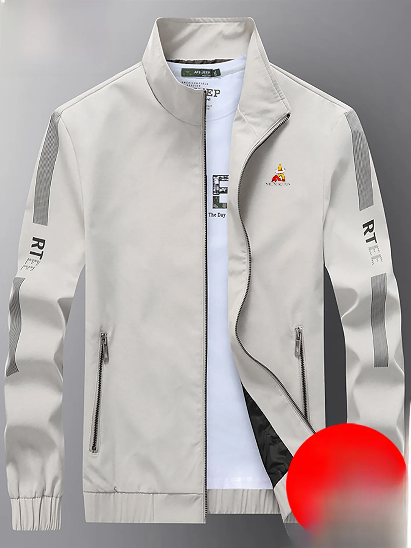 

Men's Casual Stand Collar Jaet Spring Autumn New Sle Spor Versatile Top Polyester Fiber Long Sve Zipper Fastening So...