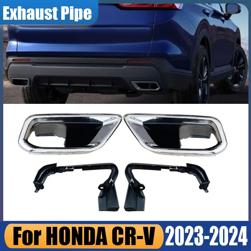 

Для HONDA CRV CR-V 2023 2024, автомобильная выхлопная труба, декоративная рамка, крышка, автозадний бампер, яркая полоса, декоративная рамка