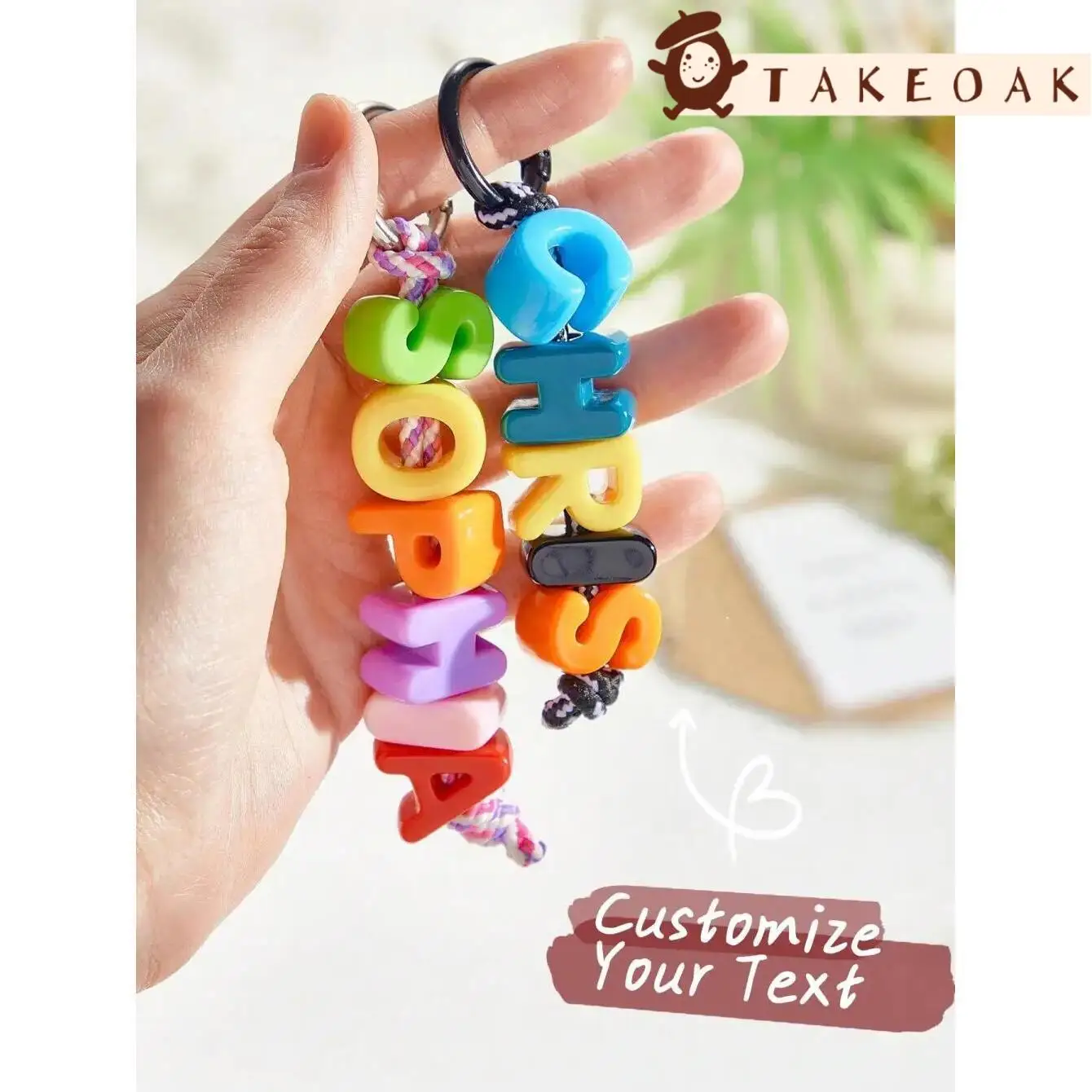 

Candy Multicolor 3D Resin Custom Name Letter Keychain Braided Rope Key Ring Cute Bag Charm Personalized Kids Souvenir Gift