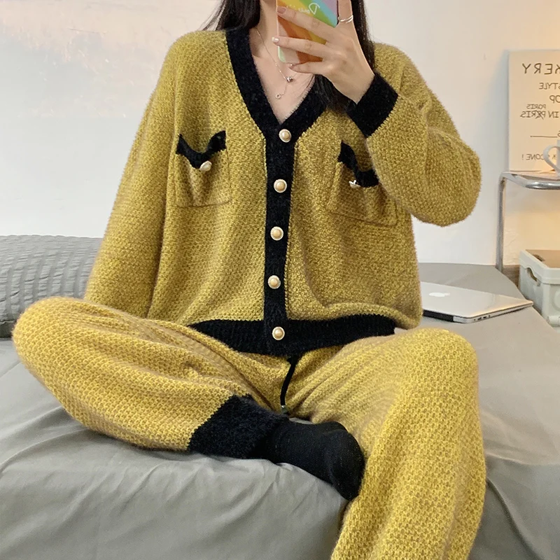 

Pajama Costume Sets Women Summer Wool Solid Color Vacation Getaway Night Set Elastic Comfort Off Shoulder Sleeveless Full Length