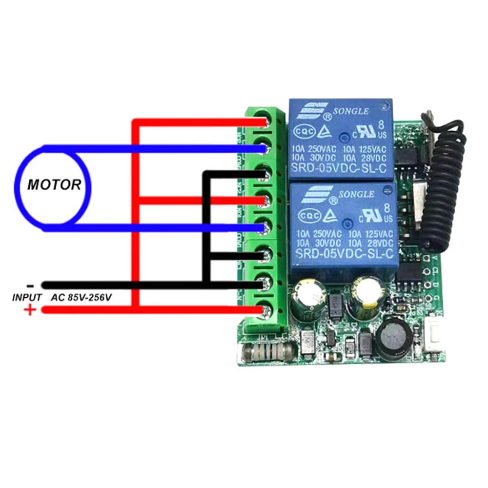 433Mhz 220V 110V Remote Control Switch for Light,Door, Garage Universal Remote AC 85V ~ 250V 2CH Relay Receiver and Controller