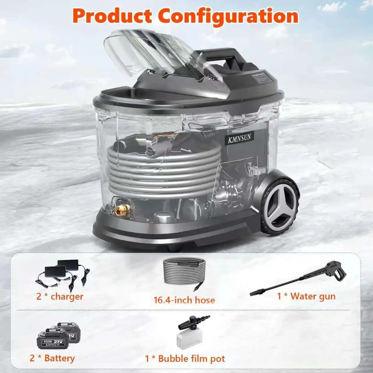 Portable Pressure Washer Tank Cordless 5 28 Gallon Max 870 PSI 2 4 0Ah Battery 2 Chargers Car Washing Outdoor Rinsing Pet Cleani