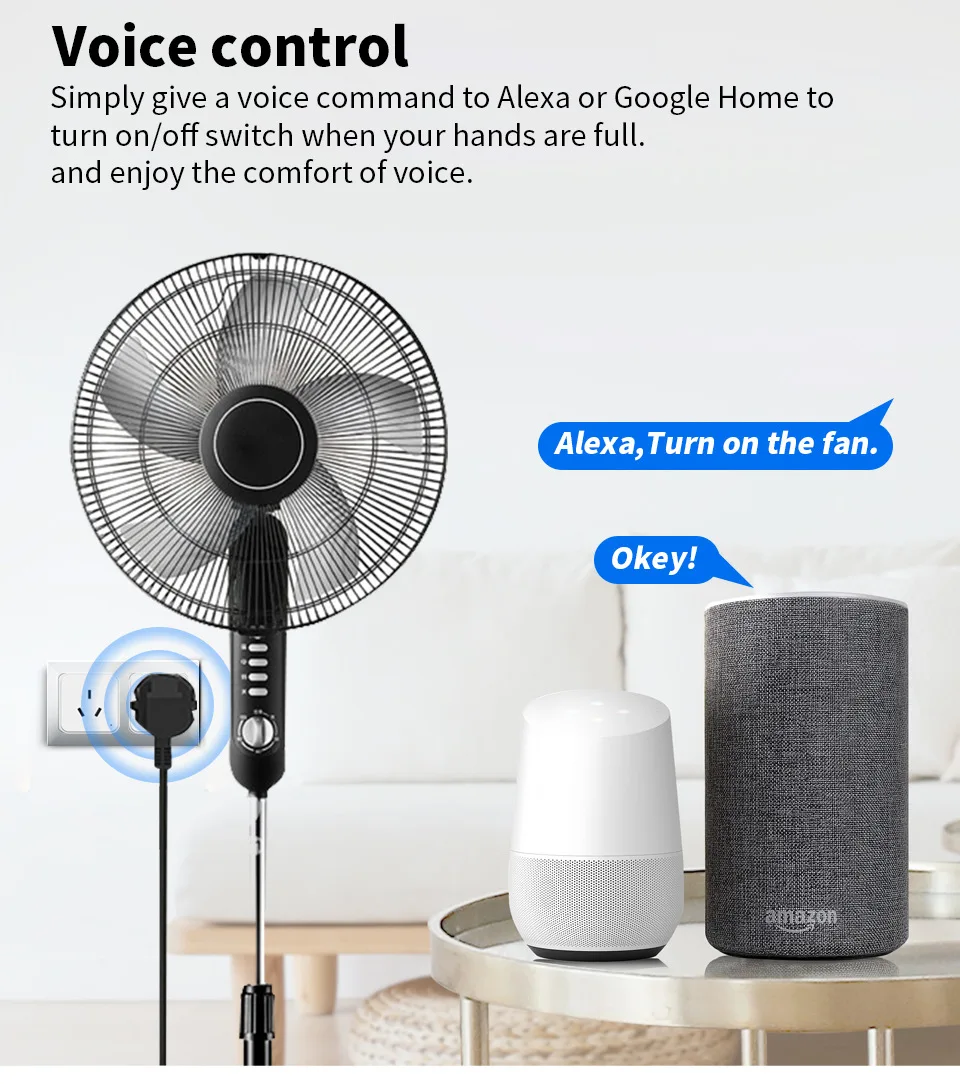AU Tuya Smart WiFi Plug and Socket, With Energy Monitor, Voice Control Alexa/Google, Remote Control and Timer 2.4G WiFi 16A