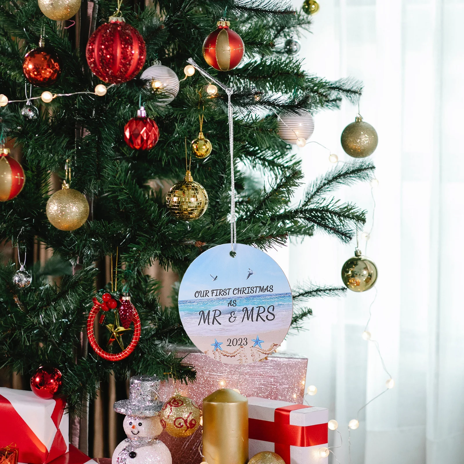 

Christmas Married Ornament Xmas Tree Pendant Christmas Clearance Ornaments Holiday Gift for Family Friends Beach Wedding Gift