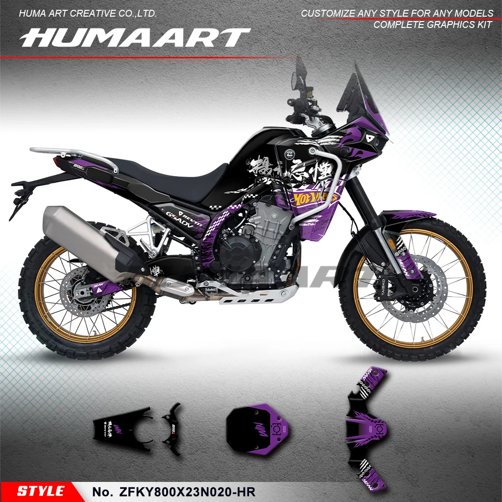 

HUMAART Adhesive Sticker Graphics Kit for KOVE 800X PRO 800 X Rally Touring Edition, Black Purple Style No.ZFKY800X23N020-HR