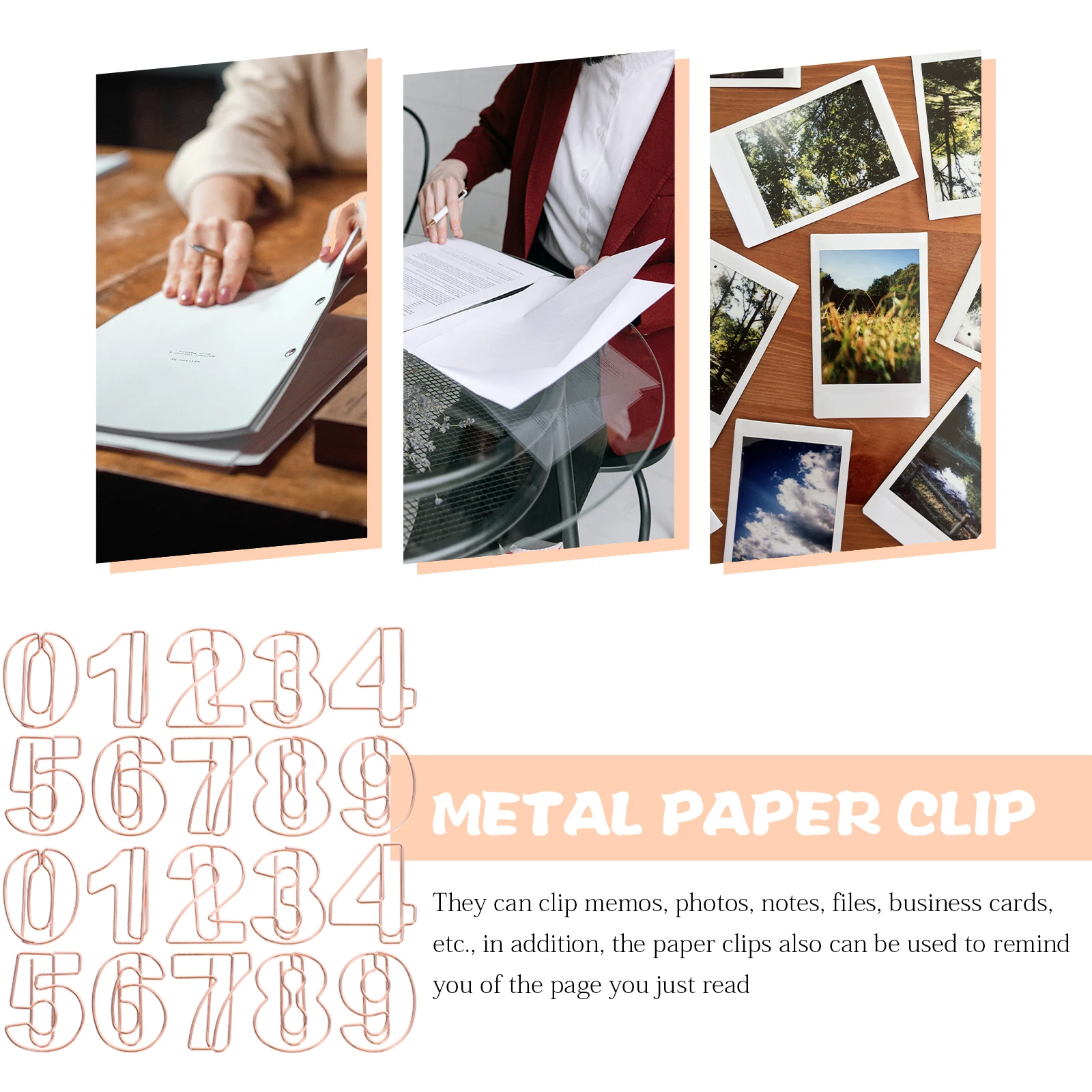 

30pcs Number Shaped Small Paperclips Shaped Metal Paper Clips Rose Gold Office Supplies Decorative Stationery Small Desk