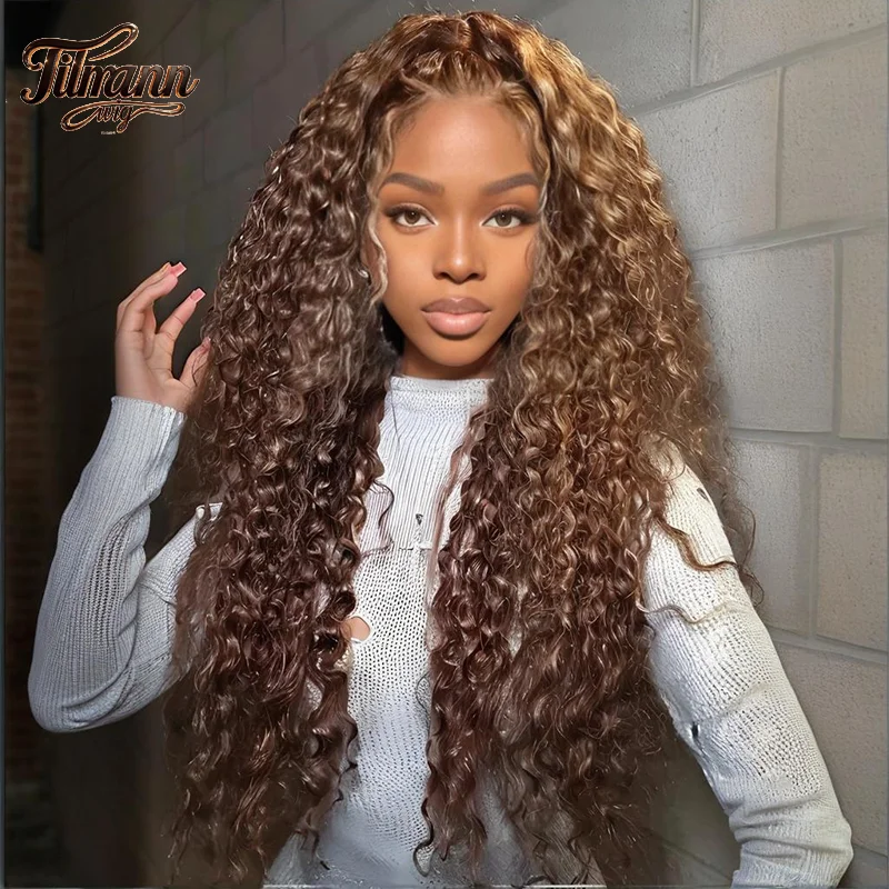 

Chocolate Brown Deep Wave Lace Front Human Hair Wig 20 40 Inch Colored 13x6 Hd Lace Frontal Wig For Women Curly Wigs 4x4 5x5