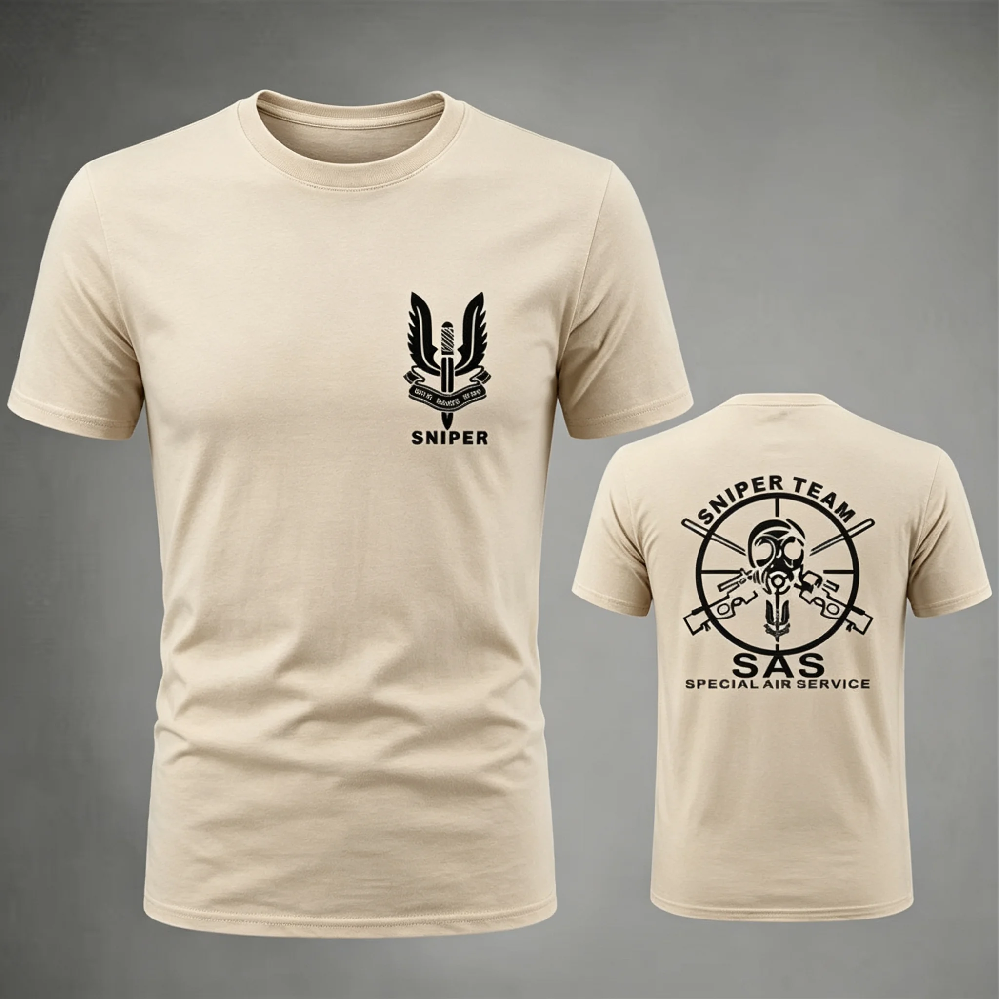 2026 New Tactical Family Matching Unisex Oversized T Shirt Circular Skull Graphic Tactical Streetwear Tee