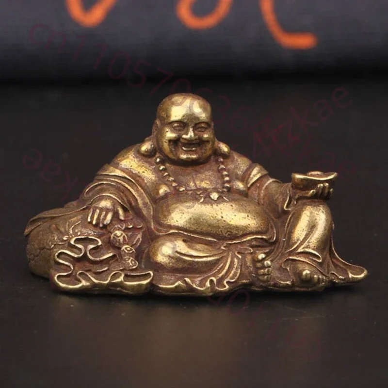 Big Belly Laughing Maitreya Buddha Statue Desk Copper Ornament Crafts Brass