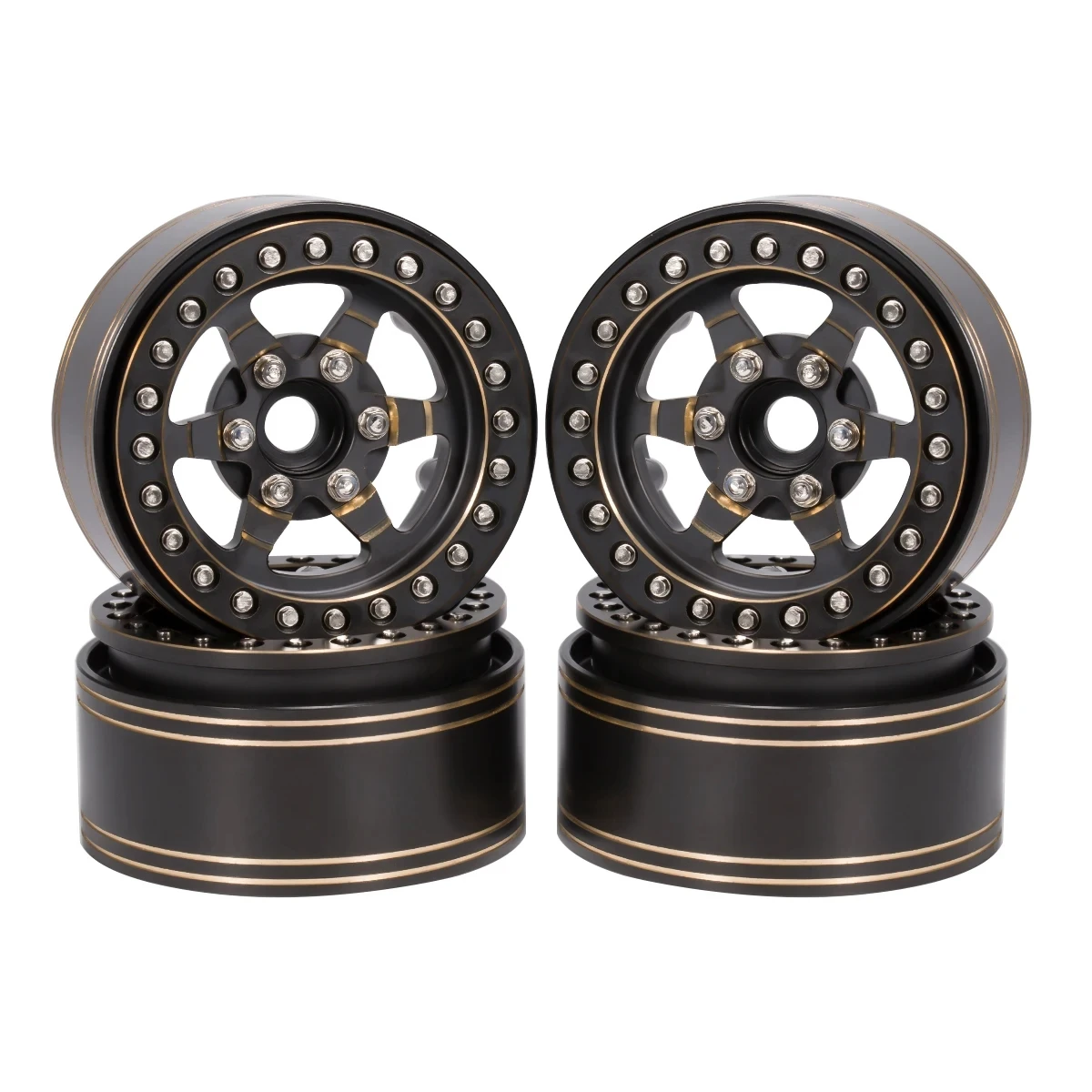 

Brass Wheel Rims For 1/10 Axia SCX10 III TRX4 Gen8 BRX10 CC01 TF2 EX86190 RC Car Part RC Car Accessories Replacement Parts Black
