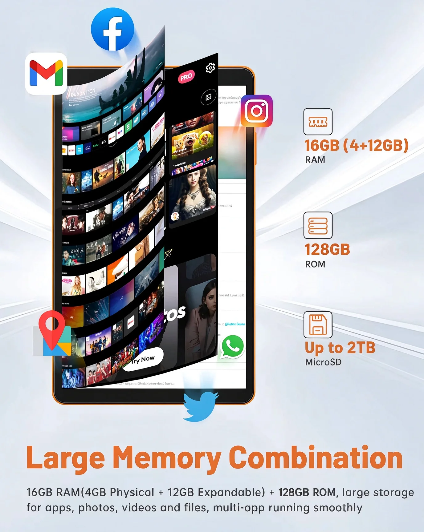 2026 Android 16 Tablet Ultra Slim 8,68" T616 Octa Core 16GB(4+12 Erweiterbar) RAM 128GB ROM 4G LTE Telefonanruf 5G WiFi 90HZ SIM Tablet – Detail 5
