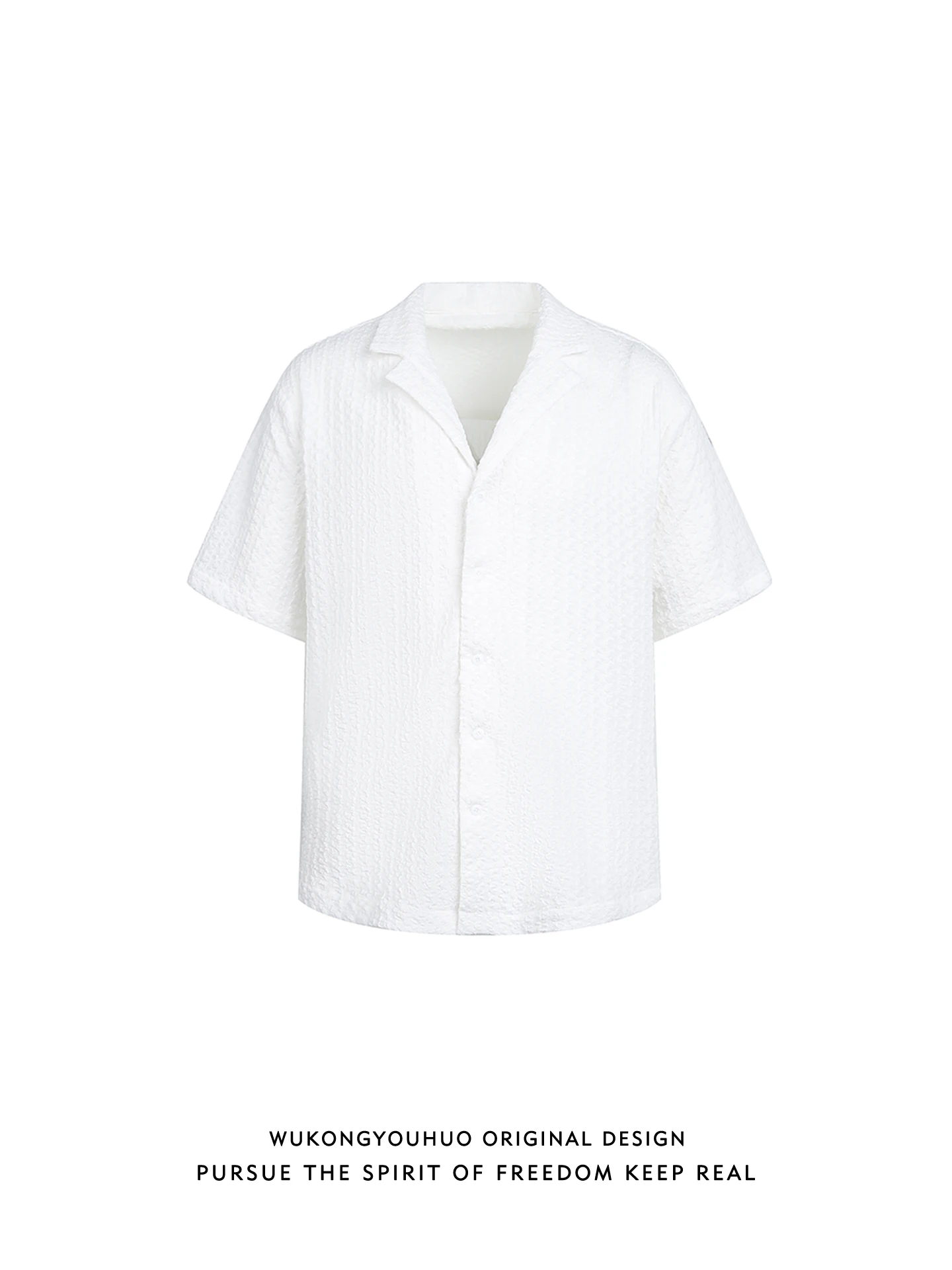 

Summer Textured Color Cuban Collar Loose Casual irt ort Sve ex Youth Faion Breathable Comfortable Skin-Fri...