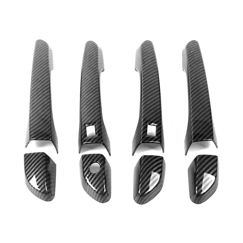 Обновление автомобиля, хромированная, серебристая, глянцевая, черная дверная ручка из углеродного волокна, крышка для Hyundai Kona 2018 2019 2020 2021 2022, украшение автомобиля