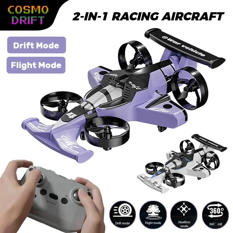 

CZ04 Racing Aircraft 2-in-1 Land Air Dual-Mode RC Drone Drift Car Quadcopter Foam Remote Control Vehicle Stunt Flying Toy