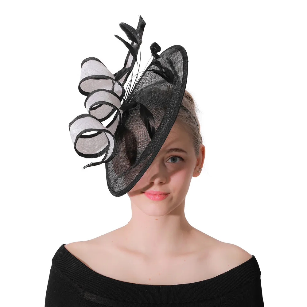 Black Feather Fascinator Hat, Mesh Kentucky Derby Funeral Headwear Ladies Cocktail Tea Party Headpiece