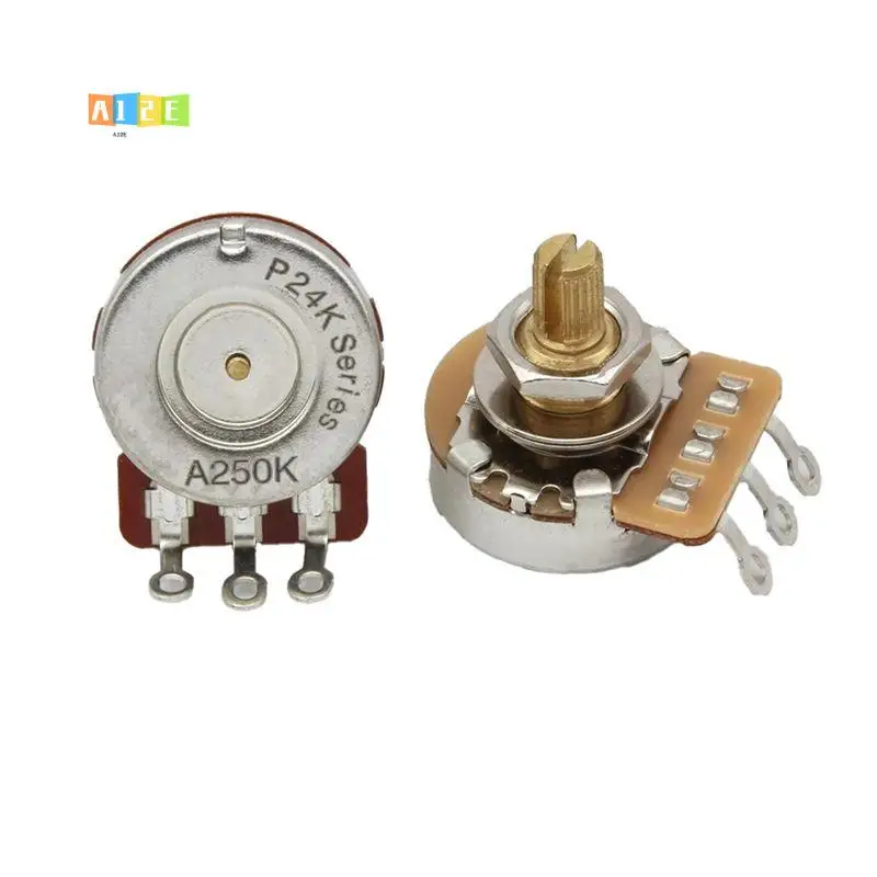 A12E-2PCS Guitar Potentiometers,Short Shaft Options,Fine 24-Spline Brass Shaft,Ideal For Guitar Customization