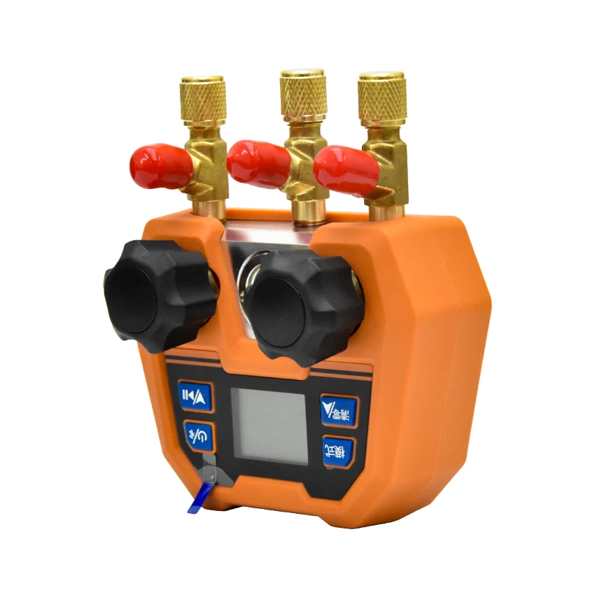 DMG-4B Digital Double Gauge Valve Electronic Manifold Instrument Refrigeration Maintenance Digital Manifold Gauge -14~800psi