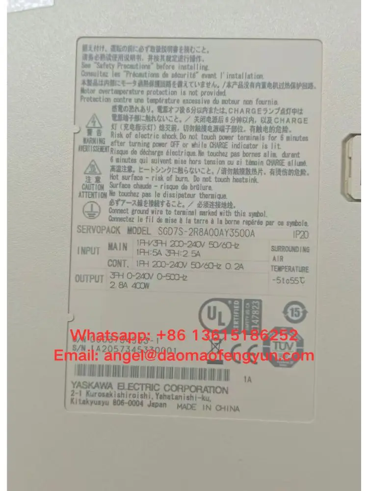 SGD7S-2R8A00AY3500A Brand new second-hand servo drive 400W, fully tested and working
