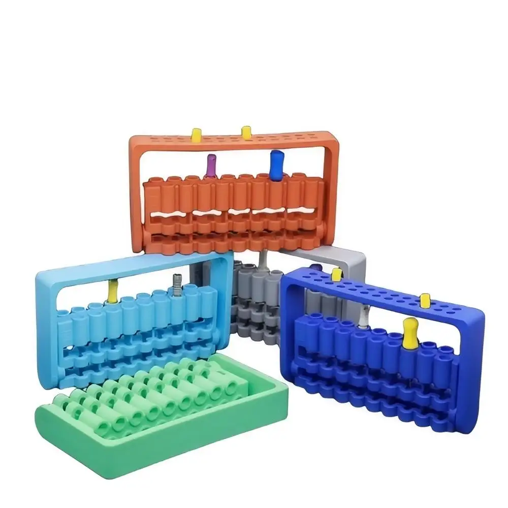Dental 18 Holes Autoclave Endo Box Plastic Root Canal File with counting Holder Endodontic Bur Drill Stand Sterilizer Case