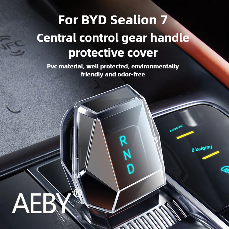 

AEBY For BYD Sealion 7 2024 2025 Anti-Scratch Shift Lever Cover PVC Gear Knob Protector, Easy Installation Auto Interior Styling