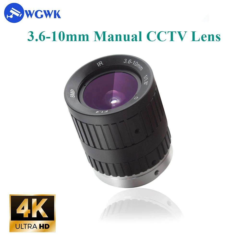 

WGWK 3.6-10mm Manual Varifocal Zoom Lens HD 4k CS Mount Aperture F1.4 Format 1/1.8'' 8MP CCTV Lens for Security IP Camera