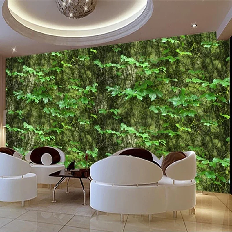 Photo Wallpaper 3D Stereo Green Leaf Murals Living Room Restaurant Backdrop Home Decor Wall Cloth Waterproof Eco-Friendly Fresco