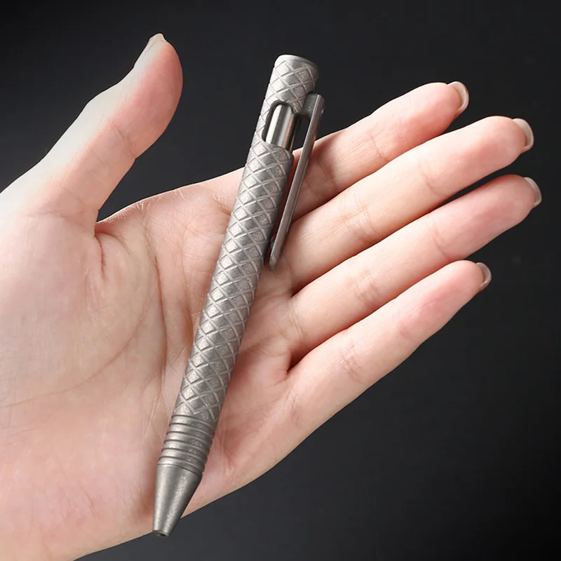 Titanium Alloy Tactical Pen, Pull Bolt Switch, Universal G2 Refill, Multi-Function Design, EDC, Lightweight and Durable